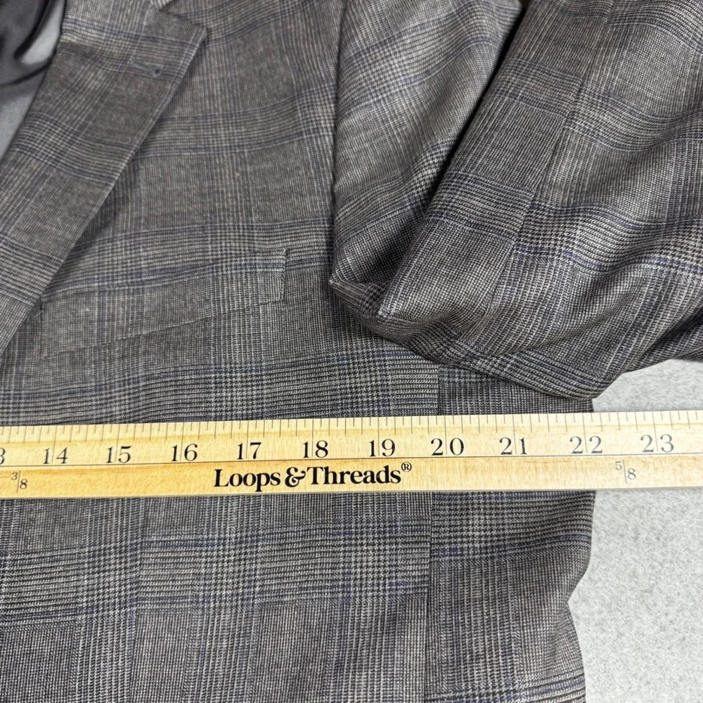 Jos. A. Bank Sport Coat Mens 44R Grey Excellent Wool Glen Plaid Blazer